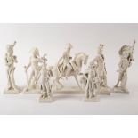 A group of German white glaze figures of soldiers, mid 20th Century, marked Fr W Wessel,