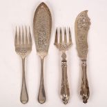 A Victorian silver fish slice and fork, George Unite, Birmingham 1896,