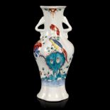 A Worcester two-handled vase, circa 1753-54, of baluster form and quatrefoil section,
