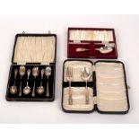 A set of six Edwardian silver picture back teaspoons, TB&S, Sheffield 1907,