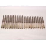 A set of twelve silver handled dessert knives and twelve matching table knives,