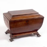 A Regency mahogany wine cooler, of sarcophagus shape,