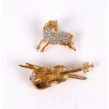 A novelty diamond set horse brooch, L P Co.