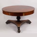 An early 19th Century mahogany drum table, the circular top above eight frieze drawers,