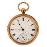 A gentleman's 18ct gold open faced pocket watch by James Brock, George Street, Portman Square,
