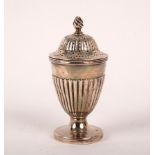A George III urn-shaped silver pepper pot, London 1785, 11cm high,