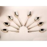 Eight George III silver tablespoons, Richard Crossley, London 1800-1802, Old English pattern,