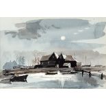 Rowland Hilder (1905-1993)/Birdham Tidal Mill by Moonlight/signed/watercolour,