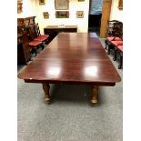 A Victorian mahogany extending dining table, fitted three extra leaves, extending to 314cm,