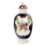 A Worcester oviform blue scale ground tea canister, circa 1770,