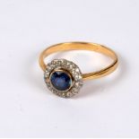 A sapphire and diamond cluster ring,