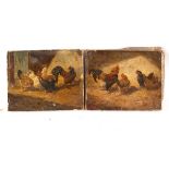 A Clark (Late 19th Century)/Chickens/a pair/oil on canvas, 20.5cm x 25.