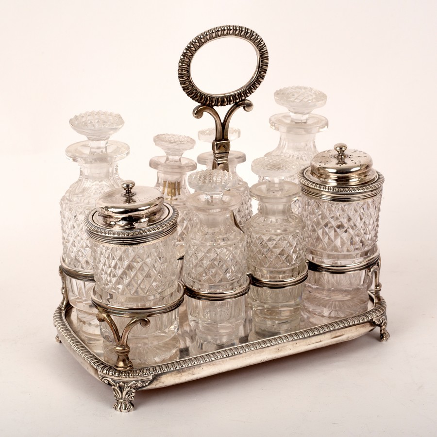 A George III silver cruet stand, John Edward Terrey, London 1818,