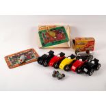 Five wooden cars by Vilac,