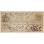 LOT WITHDRAWN A Gloucester City Old Bank five pound note No 1390, signed by Jemmy Wood,