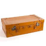 A leather suitcase,