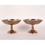 A pair of Edwardian silver bonbon dishes on circular feet, Birmingham 1907,