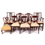 A pair of Regency mahogany bar back dining chairs, a similar chair, a Victorian nursing chair,