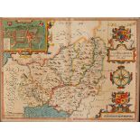 John Speed/Caermarden County Map/hand coloured engraving,