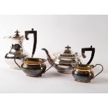 An electroplated nickel silver four-piece tea set