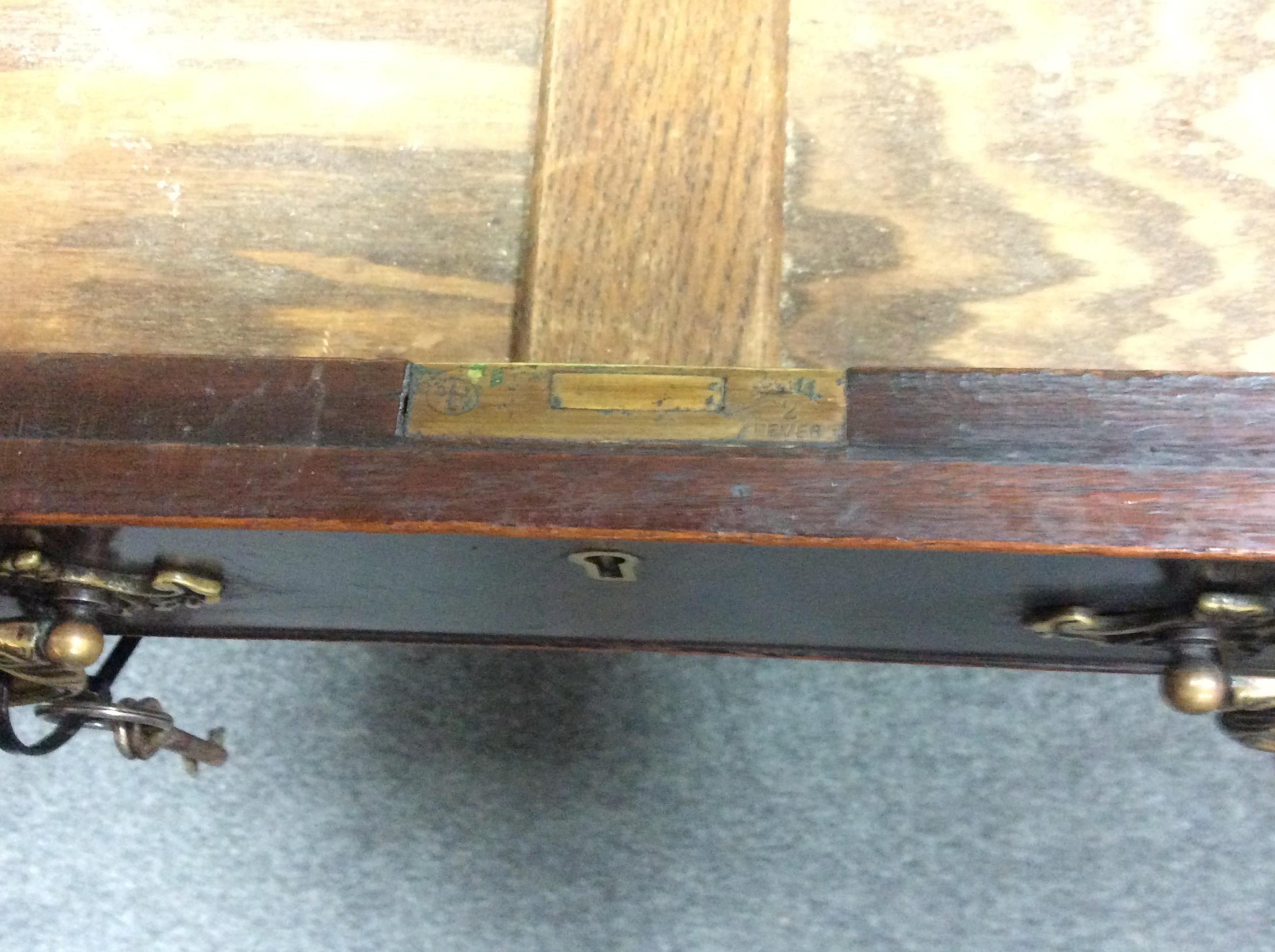 A 19th Century pedestal desk, with inset leather top, fitted a surround of nine drawers, - Image 7 of 9