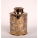 A cylindrical silver tea caddy, Edward Barnard & Sons Ltd., London 1916, 10.