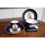Two Worcester saucers, a coffee cup and a teacup, circa 1770,