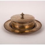A Victorian silver butter dish, Sheffield 1884, of circular lidded form,