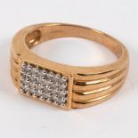 A gentleman's 9ct gold and diamond signet ring,