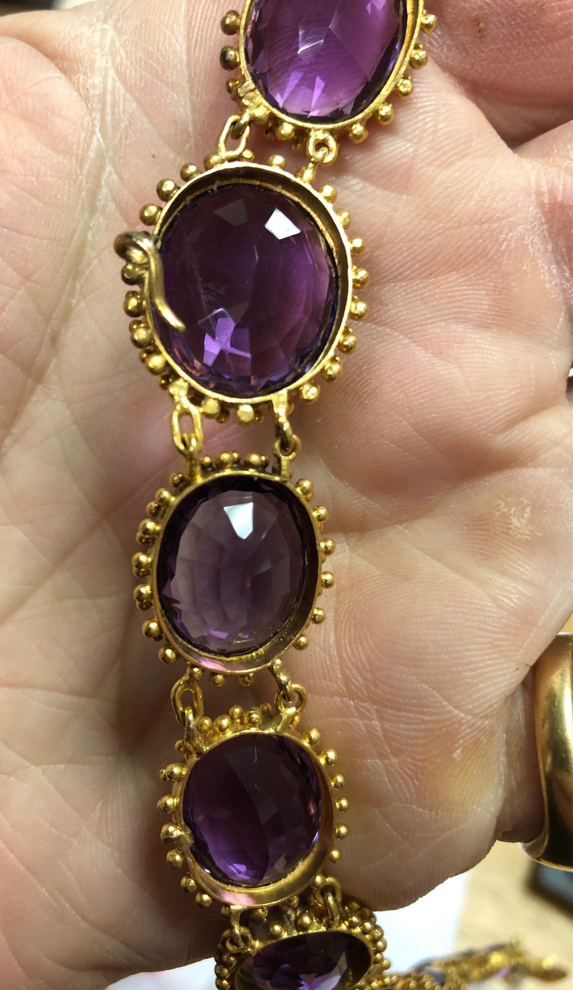 An early 19th Century amethyst necklace and matching ear pendants, - Image 7 of 7