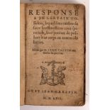 Calvin, Jean. Response a yn Certain Hola[n]dois, chez Jean Crespin [Geneva] 1562. 16mo., cont.