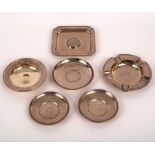 Six silver ashtrays, 20th Century, the largest 7.
