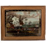 An early 19th Century reverse glass painting depicting the capture of the Dutch fleet at Den Helder,