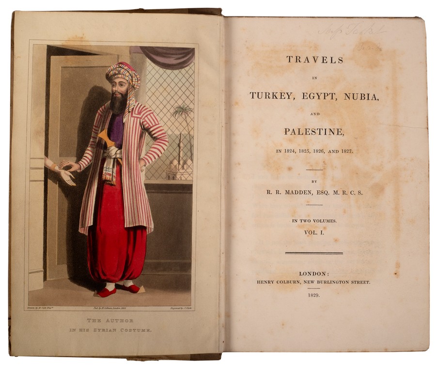 Madden, R. R. Travels in Turkey, Egypt, Nubia and Palestine, 2 vols., 1829. Orig.