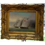 Early 19th Century British School/British and Ottoman Ships on Coast/a pair/oil on panel, 25.