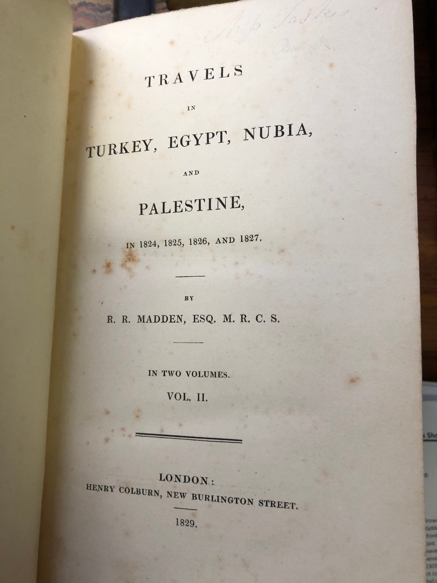 Madden, R. R. Travels in Turkey, Egypt, Nubia and Palestine, 2 vols., 1829. Orig. - Bild 7 aus 8