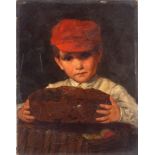 Attributed to James Hayllar (1829-1920)/Portrait of a Boy/wearing a red cap and holding a loaf of