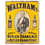 An enamel sign for Butler Brand Ale & Stout,