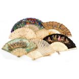 A collection of 19th Century bone and ivory fans,
