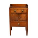 A Regency mahogany tray top commode on square tapering legs,