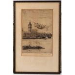 M Oliver Rae/Calcutta & Big Ben, 1928/etching,