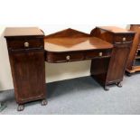 A Regency mahogany twin pedestal sideboard,