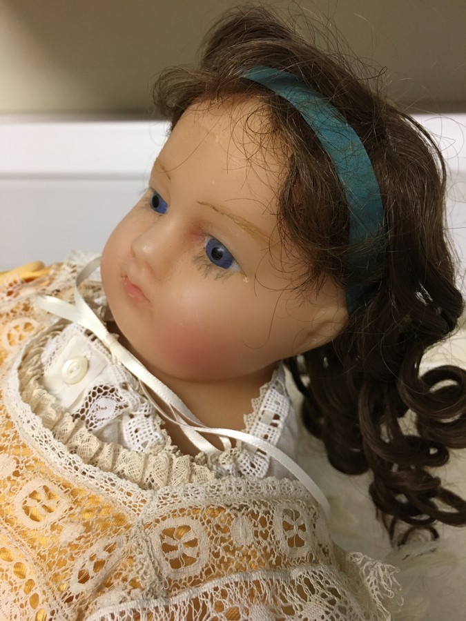 A Victorian wax doll with glass eyes, - Image 2 of 13