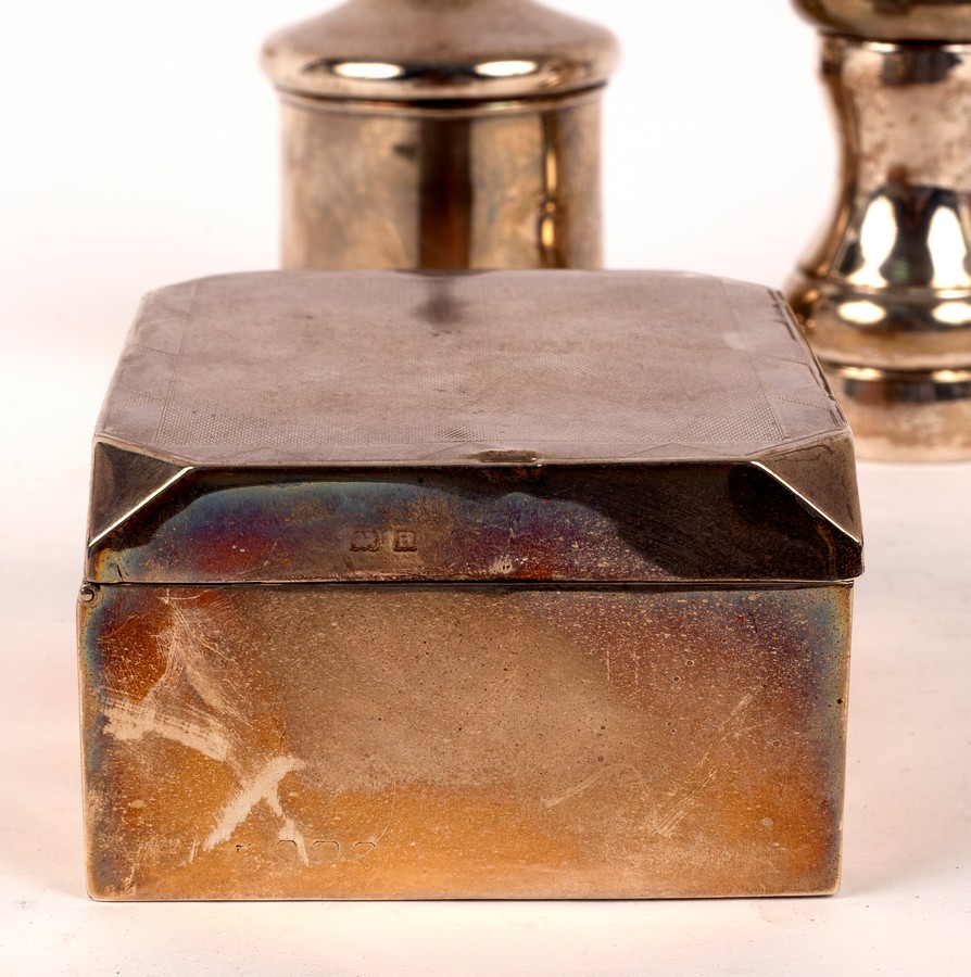 A silver cigarette box, marks rubbed, - Image 2 of 2