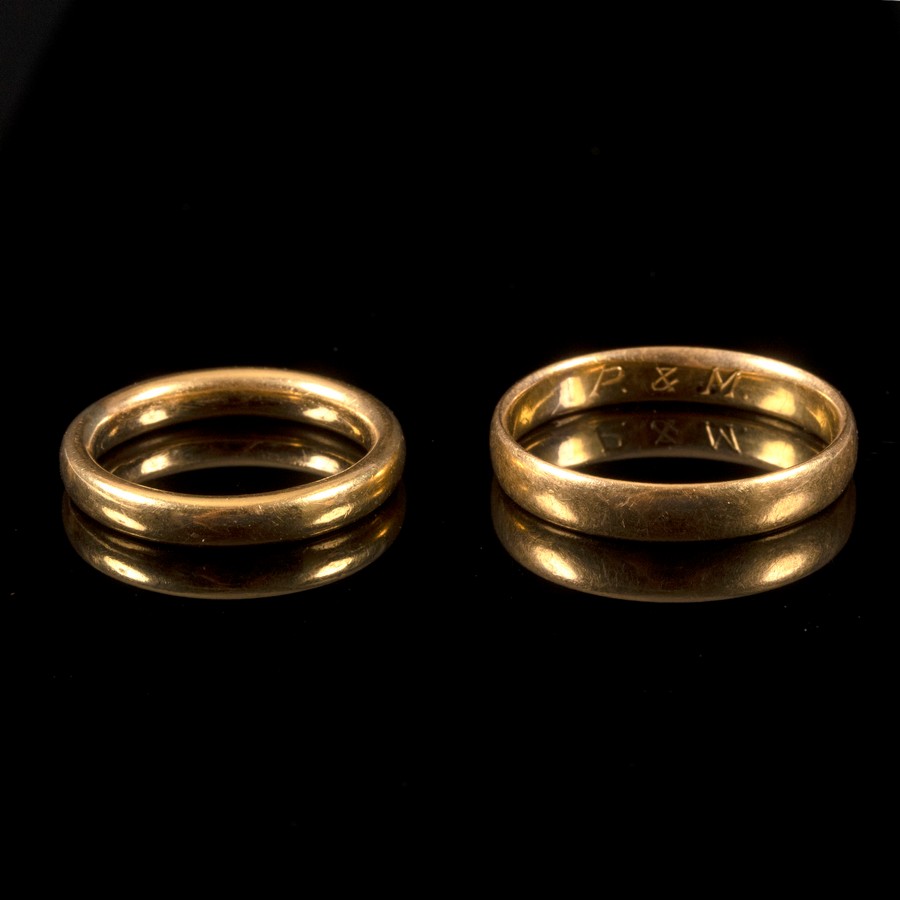 Two 22ct gold wedding bands, sizes U and M½, - Image 2 of 2