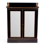 A Regency style ebonised and parcel gilt side cabinet,