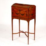 A lady's Edwardian satinwood sewing box with dome-shaped cover,
