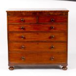 A Victorian mahogany chest of two short and four long graduating drawers,