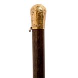 A malacca walking cane with gold engraved top and presentation inscription, Edward Cox,