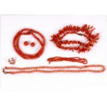 A coral bead necklace,